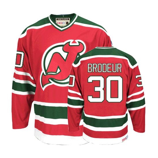 CCM New Jersey Devils Martin Brodeur Red and Green Team Classic Authentic Throwback Jersey