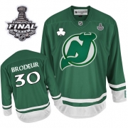 New Jersey Devils Martin Brodeur Green St Patty's Day Authentic With 2012 Stanley Cup Jersey