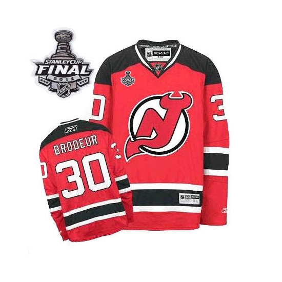 Reebok EDGE New Jersey Devils Martin Brodeur Red Authentic With 2012 Stanley Cup Jersey
