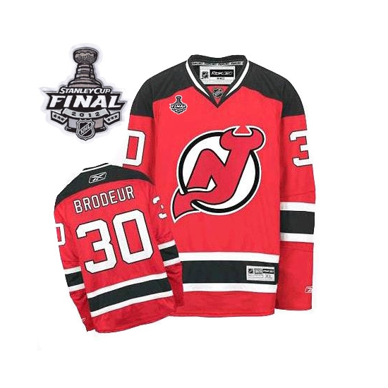 Reebok EDGE Youth New Jersey Devils Martin Brodeur Red Authentic With 2012 Stanley Cup Jersey