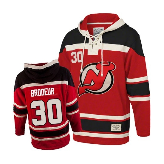 Reebok Old Time Hockey New Jersey Devils Martin Brodeur Red Sawyer Hooded Sweatshirt Premier Jersey
