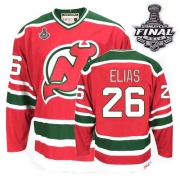 CCM New Jersey Devils Patrik Elias Red and Green Team Classic Authentic With 2012 Stanley Cup Throwback Jersey