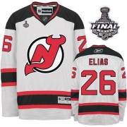 Reebok EDGE New Jersey Devils Patrik Elias White Road Authentic With 2012 Stanley Cup Jersey