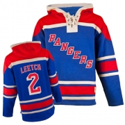Reebok EDGE Old Time Hockey New York Rangers Brian Leetch Blue Sawyer Hooded Sweatshirt Authentic Jersey