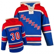 Reebok EDGE Old Time Hockey New York Rangers Henrik Lundqvist Blue Sawyer Hooded Sweatshirt Authentic Jersey