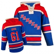 Reebok EDGE Old Time Hockey New York Rangers Rick Nash Blue Sawyer Hooded Sweatshirt Authentic Jersey