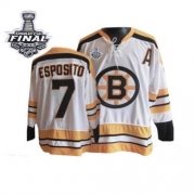 CCM Boston Bruins Phil Esposito White Authentic Throwback with Stanley Cup Finals Jersey