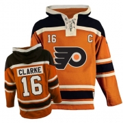 Reebok EDGE Old Time Hockey Philadelphia Flyers Bobby Clarke Orange Sawyer Hooded Sweatshirt Authentic Jersey