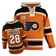 Reebok EDGE Old Time Hockey Philadelphia Flyers Claude Giroux Orange Sawyer Hooded Sweatshirt Authentic Jersey