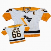 CCM Pittsburgh Penguins Mario Lemieux Authentic White/Orange Road Throwback Jersey