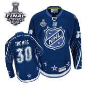 Reebok EDGE Boston Bruins Tim Thomas Navy Blue 2012 All Star Authentic with Stanley Cup Finals Jersey