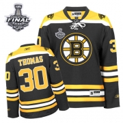 Boston Bruins Tim Thomas Black Women's Authentic with Stanley Cup Finals Jersey