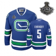 Reebok EDGE Vancouver Canucks Christian Ehrhoff Authentic Blue Third With 2011 Stanley Cup Finals Jersey