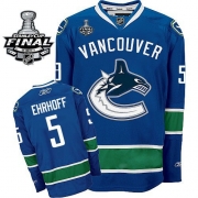 Reebok EDGE Vancouver Canucks Christian Ehrhoff Authentic Blue With 2011 Stanley Cup Finals Jersey