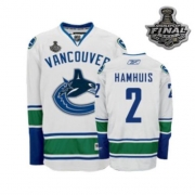 Reebok EDGE Vancouver Canucks Dan Hamhuis Authentic White With 2011 Stanley Cup Finals Jersey