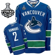 Reebok EDGE Vancouver Canucks Dan Hamhuis Authentic Blue With 2011 Stanley Cup Finals Jersey