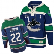 Reebok EDGE Old Time Hockey Vancouver Canucks Daniel Sedin Authentic Blue Sawyer Hooded Sweatshirt Jersey