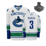 Reebok EDGE Vancouver Canucks Kevin Bieksa Authentic White With 2011 Stanley Cup Finals Jersey