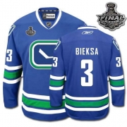 Reebok EDGE Vancouver Canucks Kevin Bieksa Authentic Blue Third With 2011 Stanley Cup Finals Jersey
