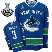 Reebok EDGE Vancouver Canucks Kevin Bieksa Authentic Blue With 2011 Stanley Cup Finals Jersey
