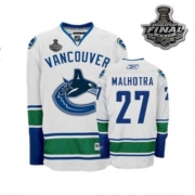 Reebok EDGE Vancouver Canucks Manny Malhotra Authentic White With 2011 Stanley Cup Finals Jersey