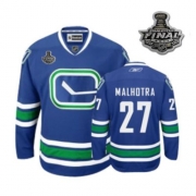 Reebok EDGE Vancouver Canucks Manny Malhotra Authentic Blue Third With 2011 Stanley Cup Finals Jersey
