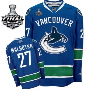 Reebok EDGE Vancouver Canucks Manny Malhotra Authentic Blue With 2011 Stanley Cup Finals Jersey
