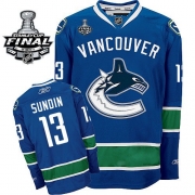 Reebok EDGE Vancouver Canucks Mats Sundin Authentic Blue With 2011 Stanley Cup Finals Jersey