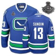 Reebok EDGE Vancouver Canucks Mats Sundin Authentic Blue Third With 2011 Stanley Cup Finals Jersey
