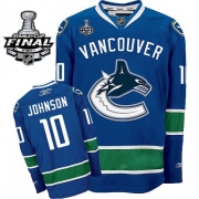 Reebok EDGE Vancouver Canucks Ryan Johnson Authentic Blue With 2011 Stanley Cup Finals Jersey