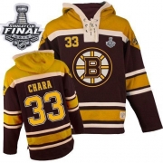 Reebok EDGE Old Time Hockey Boston Bruins Zdeno Chara Black Sawyer Hooded Sweatshirt Authentic with Stanley Cup Finals Jersey