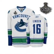 Reebok EDGE Vancouver Canucks Trevor Linden Authentic White With 2011 Stanley Cup Finals Jersey