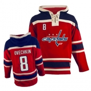 Reebok EDGE Old Time Hockey Washington Capitals Alex Ovechkin Red Sawyer Hooded Sweatshirt Authentic Jersey