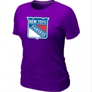 New York Rangers Women's Team Logo Short Sleeve T-Shirt - Purple