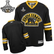 Reebok EDGE Boston Bruins Blank Black Third Authentic With Stanley Cup Champions Jersey