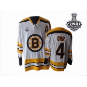 CCM Boston Bruins Bobby Orr White Authentic Throwback with Stanley Cup Finals Jersey