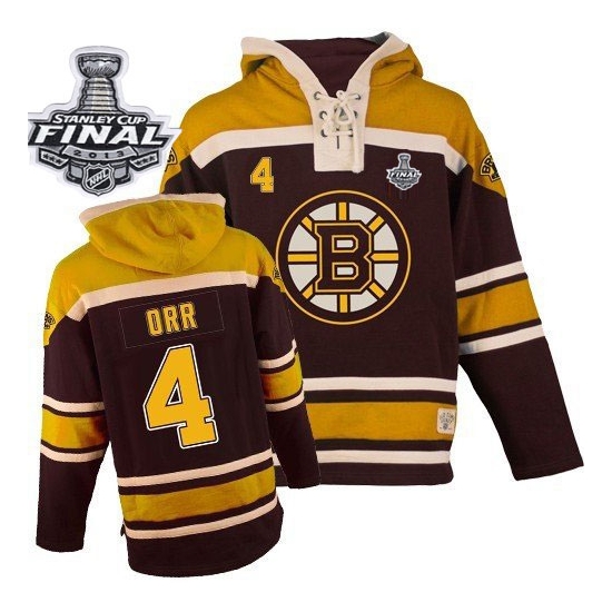 Reebok EDGE Old Time Hockey Boston Bruins Bobby Orr Black Sawyer Hooded Sweatshirt Authentic with Stanley Cup Finals Jersey