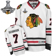 Reebok EDGE Chicago Blackhawks Brent Seabrook Authentic White With Stanley Cup Champions Jersey
