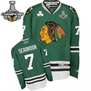 Reebok EDGE Chicago Blackhawks Brent Seabrook Authentic Green With Stanley Cup Champions Jersey