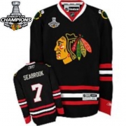 Reebok EDGE Chicago Blackhawks Brent Seabrook Authentic Black With Stanley Cup Champions Jersey