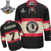 Reebok EDGE Chicago Blackhawks Brent Seabrook Authentic Black New Third With Stanley Cup Champions Jersey