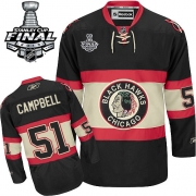 Reebok EDGE Chicago Blackhawks Brian Campbell Authentic Black New Third With Stanley Cup Finals Jersey