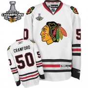 Reebok EDGE Chicago Blackhawks Corey Crawford White Authentic With Stanley Cup Champions Jersey