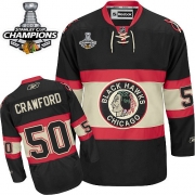 Reebok EDGE Chicago Blackhawks Corey Crawford Black New Third Authentic With Stanley Cup Champions Jersey