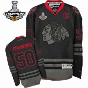 Reebok EDGE Chicago Blackhawks Corey Crawford Black Ice Authentic With Stanley Cup Champions Jersey