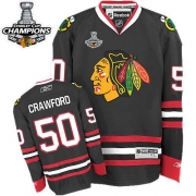 Reebok EDGE Chicago Blackhawks Corey Crawford Black Authentic With Stanley Cup Champions Jersey