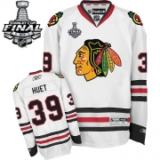 Reebok EDGE Chicago Blackhawks Cristobal Huet Authentic White With Stanley Cup Finals Jersey
