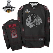 Reebok EDGE Chicago Blackhawks Duncan Keith Black Accelerator Authentic With Stanley Cup Champions Jersey