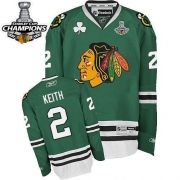 Reebok EDGE Chicago Blackhawks Duncan Keith Authentic Green With Stanley Cup Champions Jersey